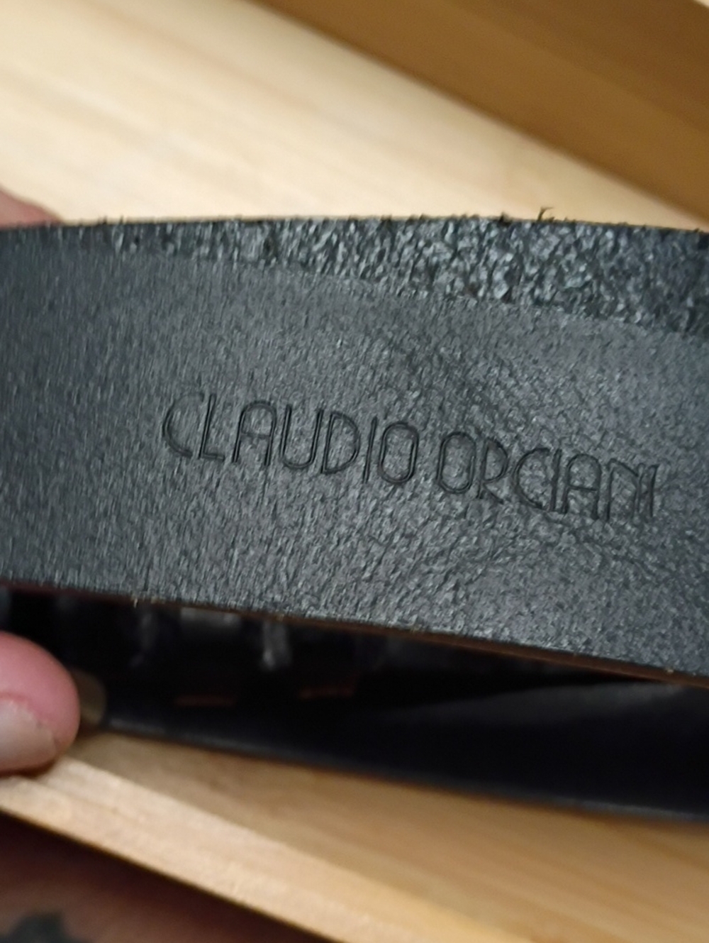 Claudio Orciani Men's Black Leather Belt With Buffalo Horn Buckle Size 42 NWOT